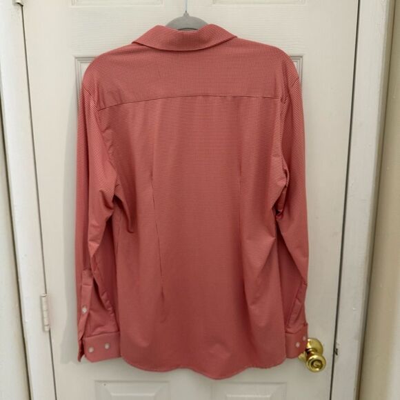 Mizzen + Main Men’s Performance Trim Fit Button Down Shirt Sz Medium Red Gingham - Picture 4 of 5
